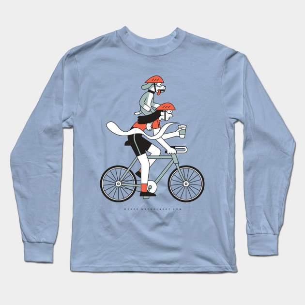 Biker Girl with Dog Long Sleeve T-Shirt by GregClarke